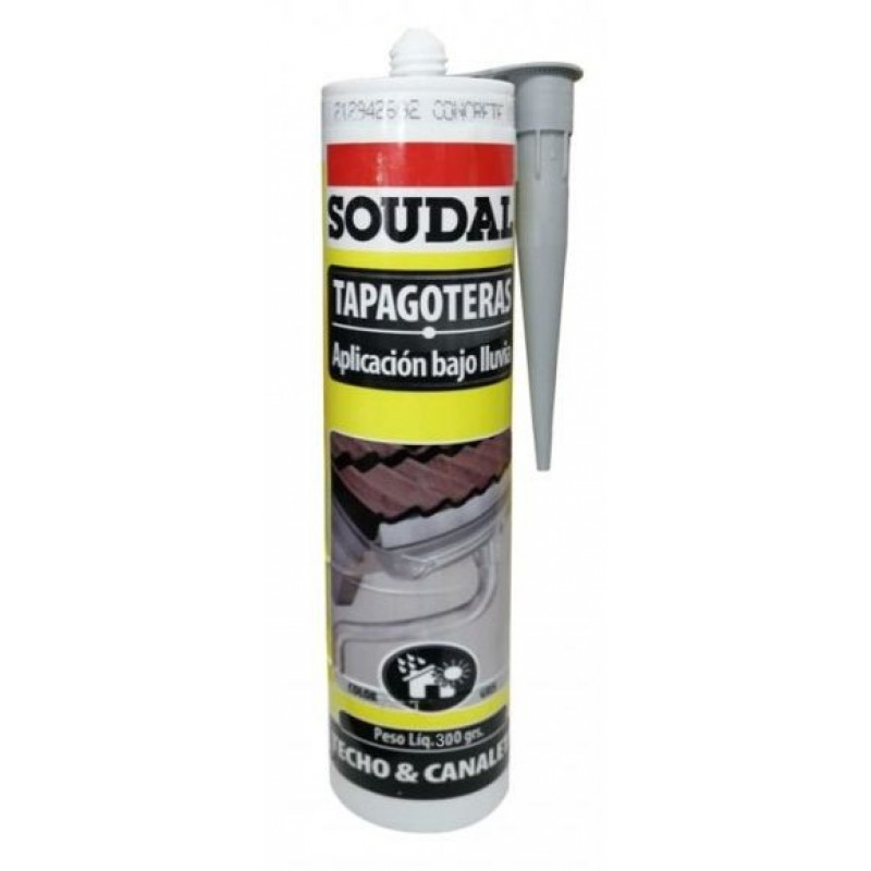 TAPAGOTERAS ACRILICO GRIS TUBO 300GR SOUDAL — Constructor Center Chile