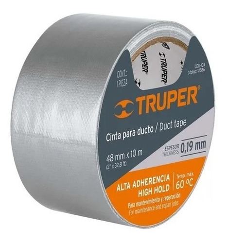 CINTA RESISTENTE ALTA Tº GRIS 48MM x 10MT TRUPER — Constructor Center Chile