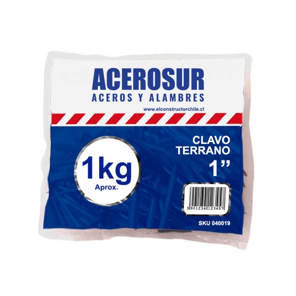 CLAVO TERRANO ACEROSUR 1" BOLSA 1KG — Constructor Center Chile
