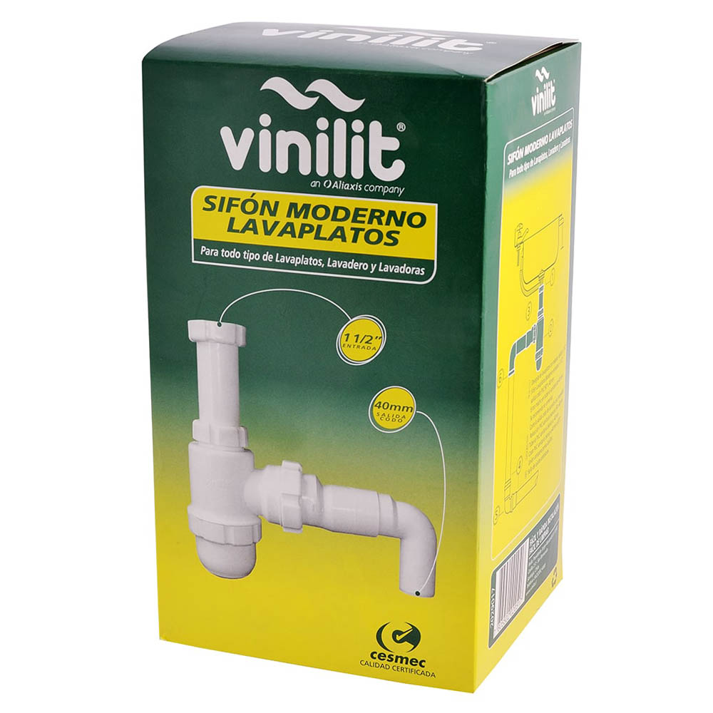 SIFON LAVAPLATO 1,1/2 P/LAVAP 2 CUBETA VINILIT — Constructor Center Chile