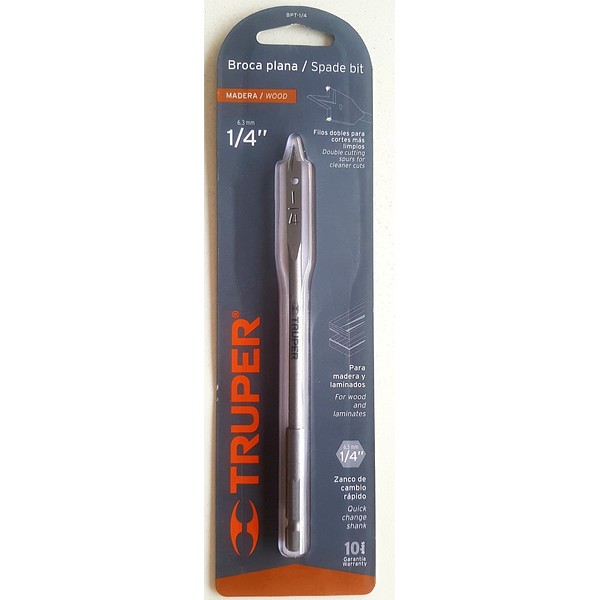 BROCA PLANA 1/4" x 6,3MM TRUPER — Constructor Center Chile