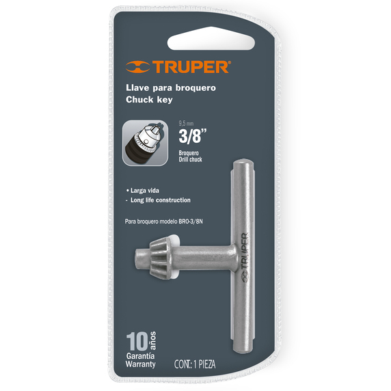 LLAVE MANDRIL P/TALADRO 9,5 MM-3/8 TRUPER — Constructor Center Chile