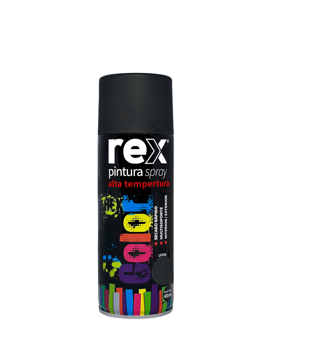 SPRAY ALTA TEMPERATURA NEGRO 400ML REX — Constructor Center Chile