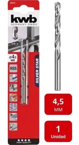 BROCA HSS SILVER 4,5 MM 1UNID KWB — Constructor Center Chile