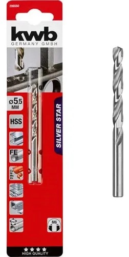 BROCA HSS SILVER 5,5 MM 1UNID KWB — Constructor Center Chile