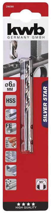 BROCA HSS SILVER 6,0 MM 1UNID KWB — Constructor Center Chile