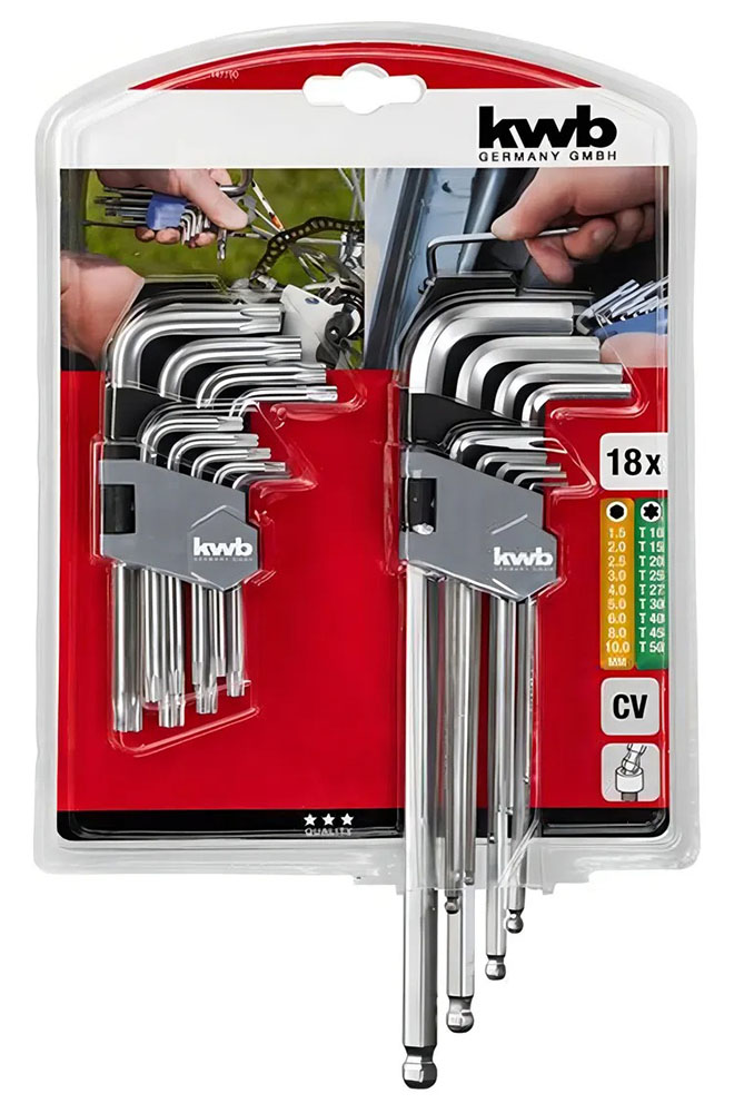 SET 18 LLAVES HEXAGONAL Y TORX KWB — Constructor Center Chile