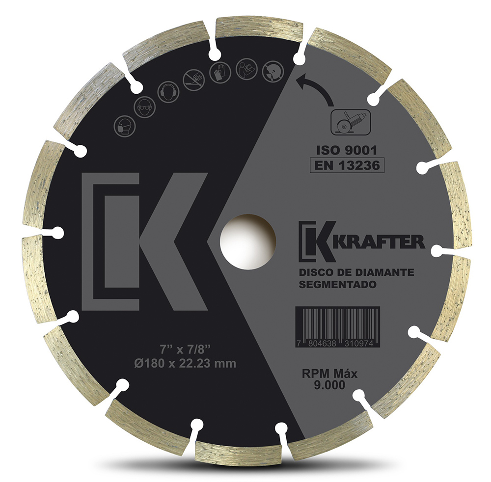 DISCO DIAMANTE SEGM 4 1/2" KRAFTER — Constructor Center Chile