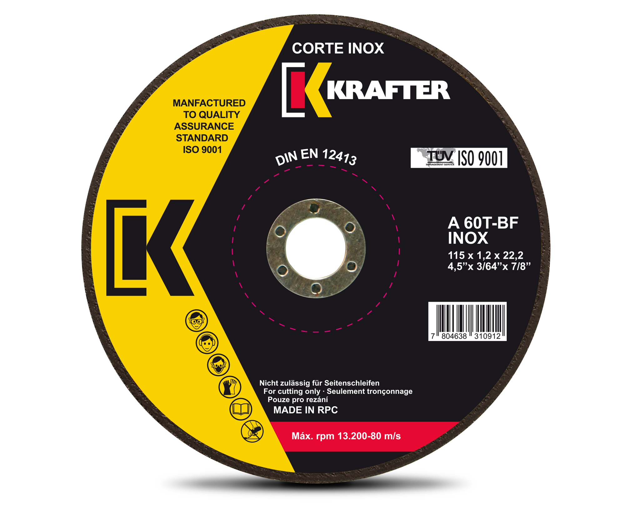 DISCO CORTE 1,0MM 4 1/2" AC/INOX KRAFTER — Constructor Center Chile