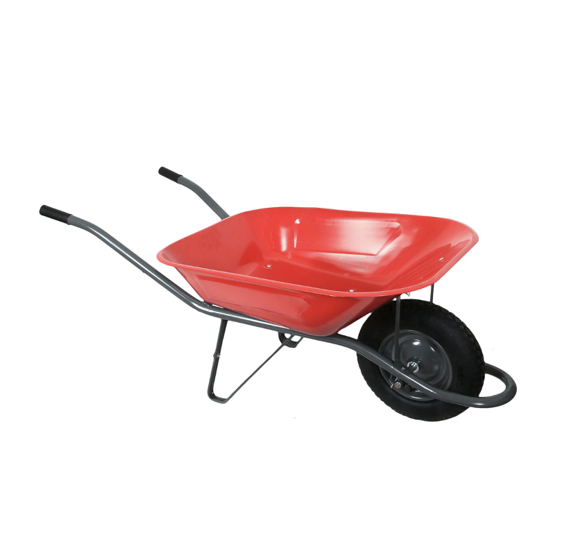 Carretilla concretera roja de 90 litros