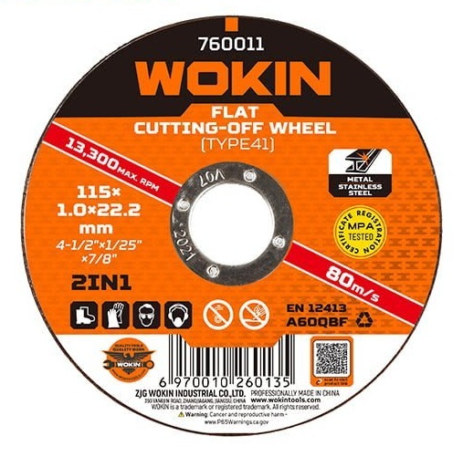 DISCO LAMINA INOX 4 1/2" GR120 WOKIN — Constructor Center Chile