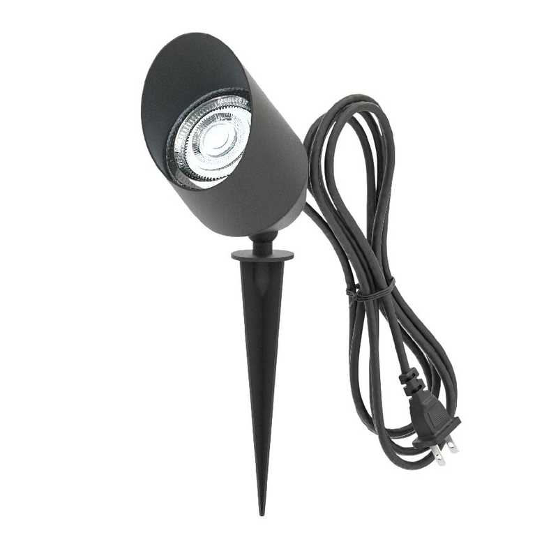 FOCO ESTACA LED LUZ FRÍA JARDÍN NEGRO GU-10 — Constructor Center Chile