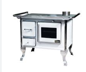 COCINA LEÑA 72 x 46CM BLANCA GLASS LINE+KIT INSTAL — Constructor Center Chile