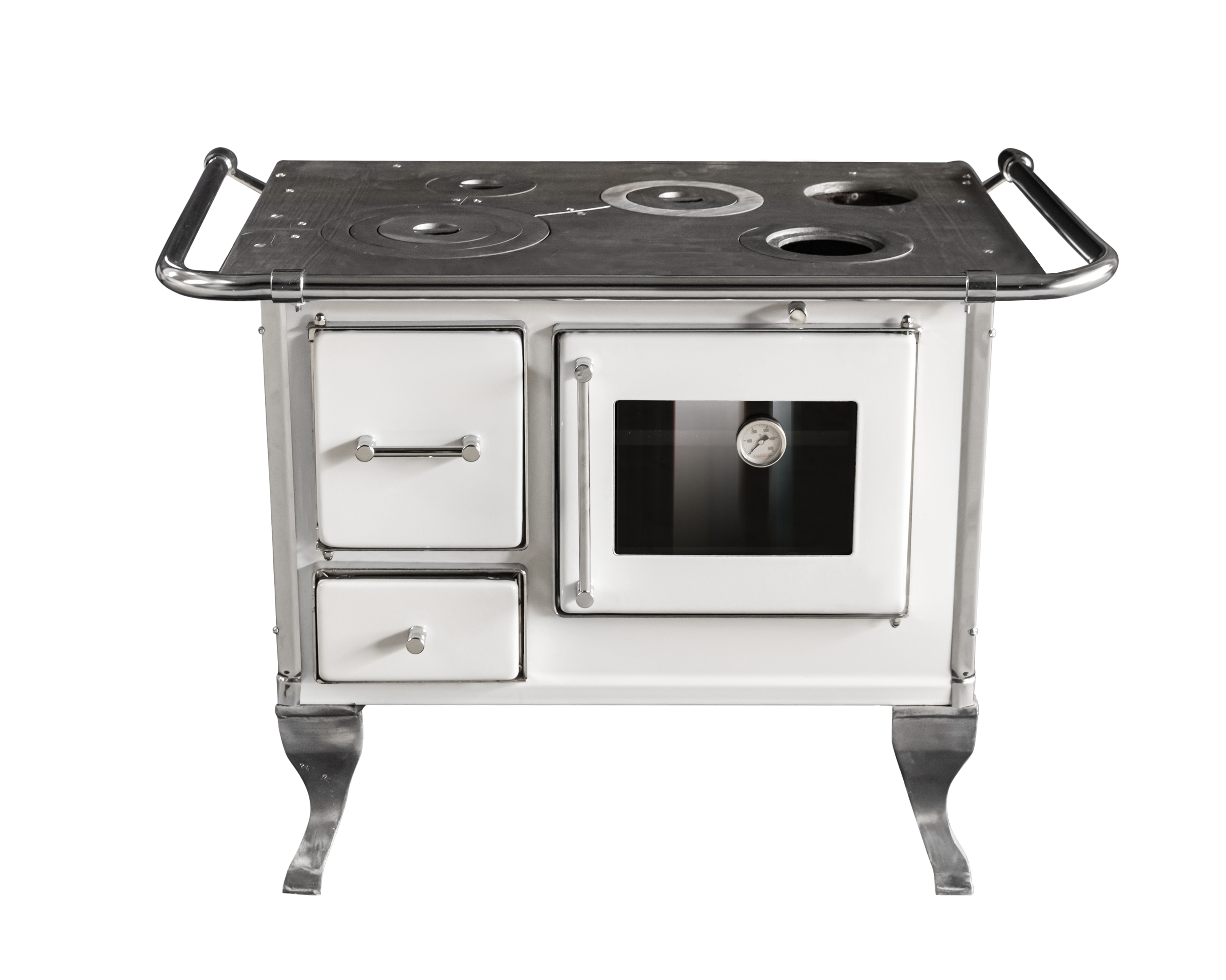 COCINA LEÑA 72x56CM BLANCA VILLARRICA + KIT INSTAL — Constructor Center Chile
