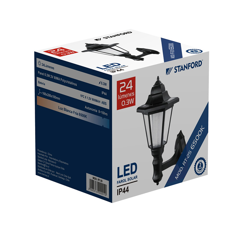 FAROL COLONIAL LED LUZ FRIA SOLAR 24LUM — Constructor Center Chile