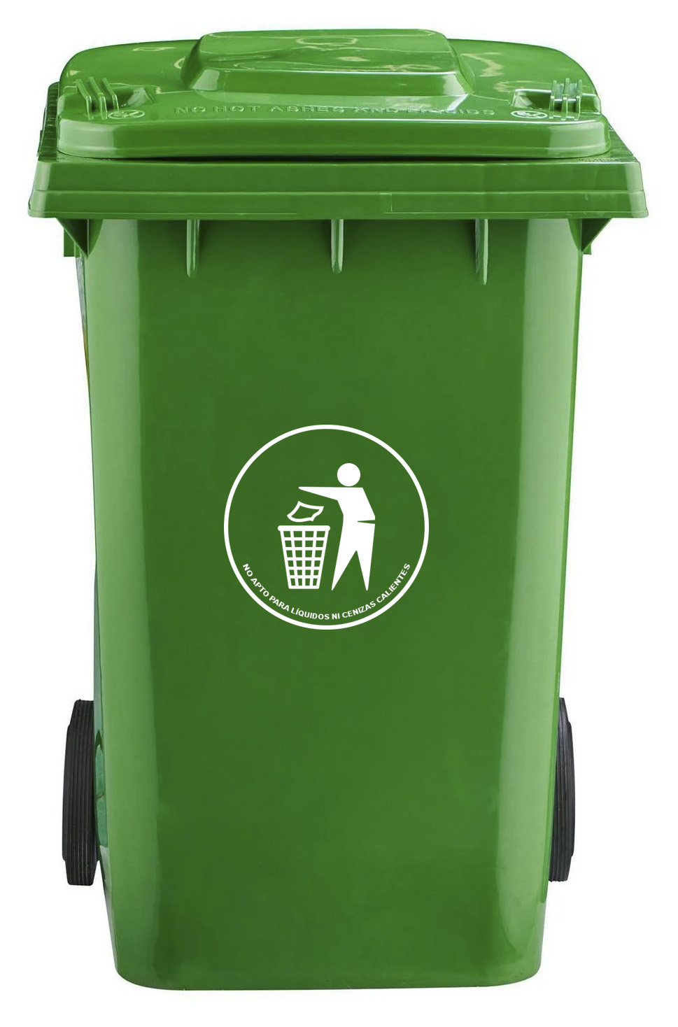 BASURERO C/TAPA Y RUEDAS VERDE 360LT — Constructor Center Chile